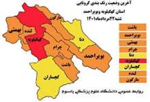 اعلام رنگ بندی جدید کرونایی استان کهگیلویه وبویراحمد / شهرستان کهگیلویه قرمز شد